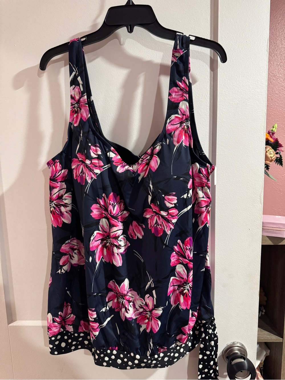 Swimsuits For All Navy Floral Tankini Swim Top